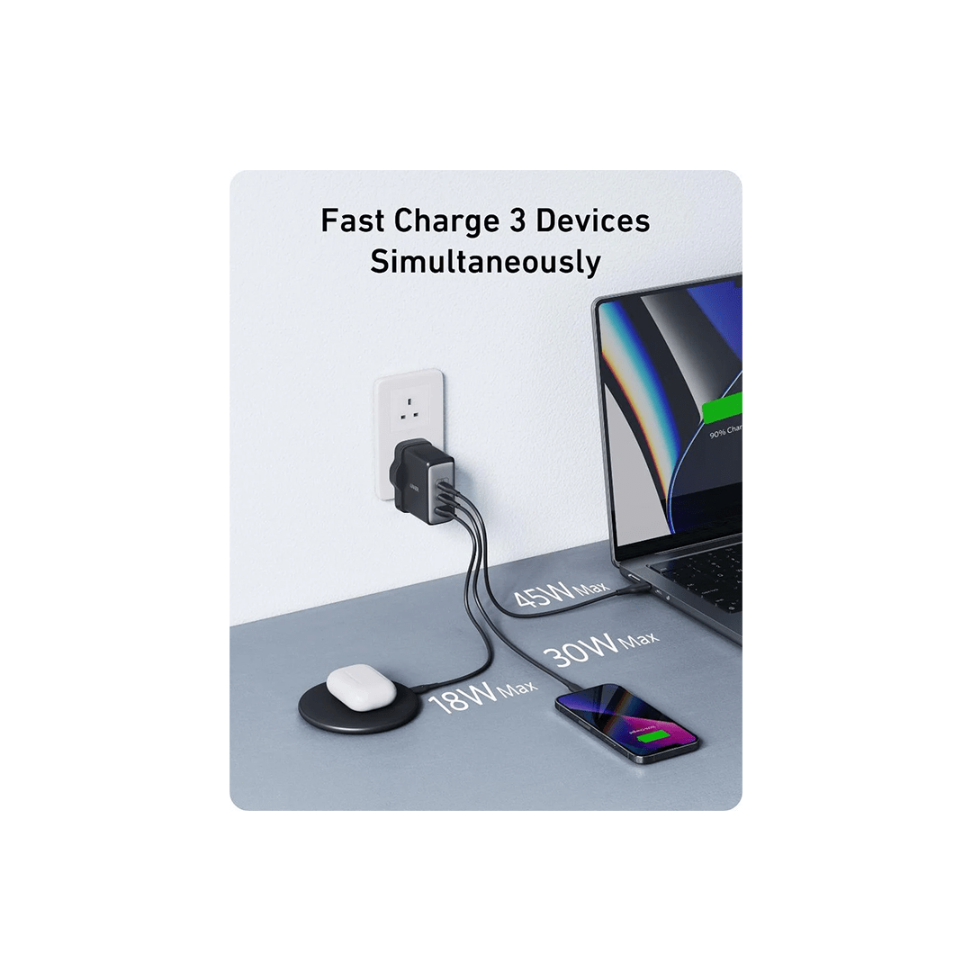 Anker 736 Nano II 3-Port USB 100W GaN II Charger - Black in Qatar Anker 736 Nano II 3-Port USB 100W GaN II Charger - Black in Qatar